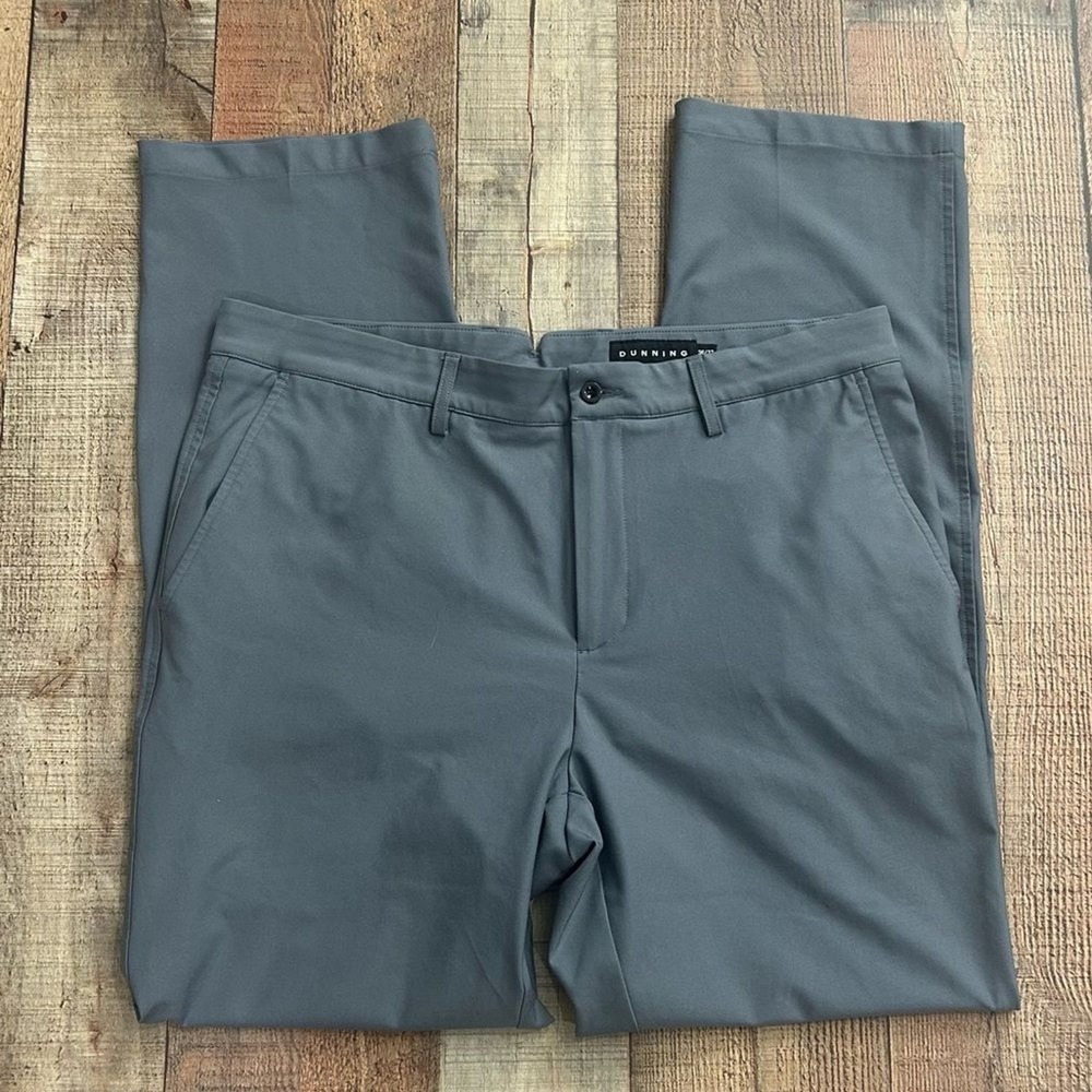 Dunning Golf Pants Men's 36x32 Gray Blue Performance Stretch Flat Front Active